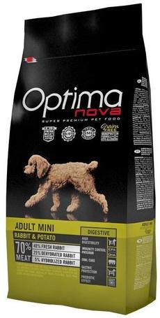 Visán Optimanova Dog Adult Mini Rabbit & Potato gabonamentes táp kistestű kutyáknak