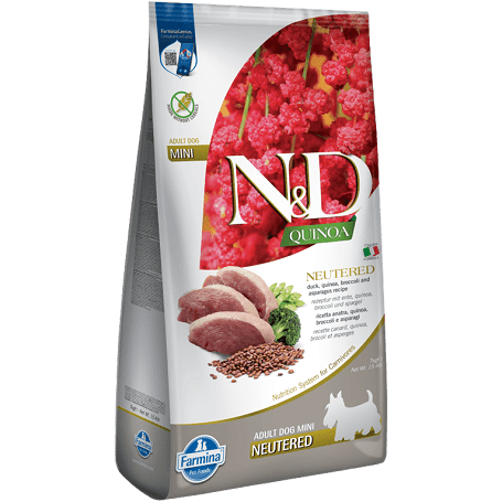 N&D Dog Quinoa Neutered Adult Mini kacsa, brokkoli és spárga