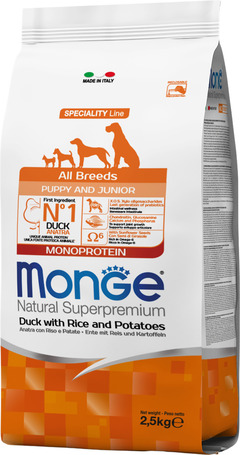 Monge Dog Puppy & Junior Monoprotein Duck with Rice & Potatoes