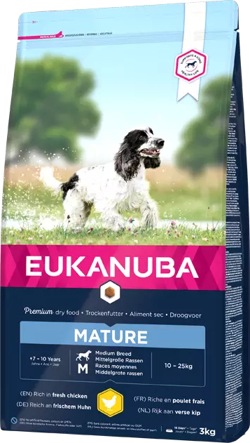 Eukanuba Mature & Senior Medium | Hrană super premium pentru câini senior | Talie medie