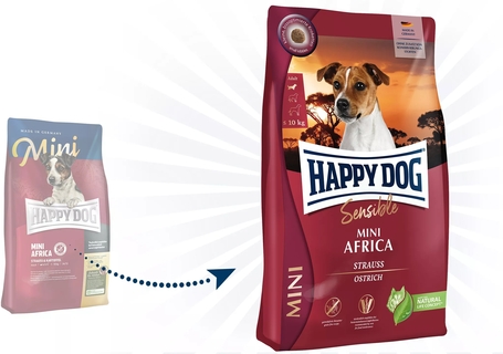 Happy Dog Mini Africa | Strucchúsos és burgonyás kutyaeledel kistestű kedvenceknek