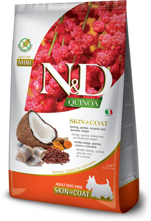 N&D Dog Grain Free Quinoa Skin & Coat Herring – Bőr- és szőrproblémákra | Szuperprémium kutyaeledel