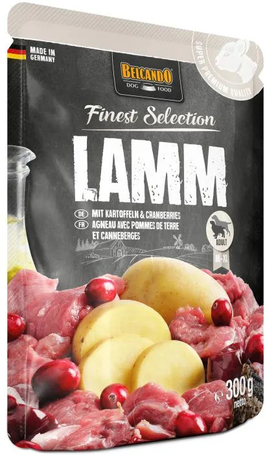 Belcando alutasak bárányhússal, burgonyával és tőzegáfonyával