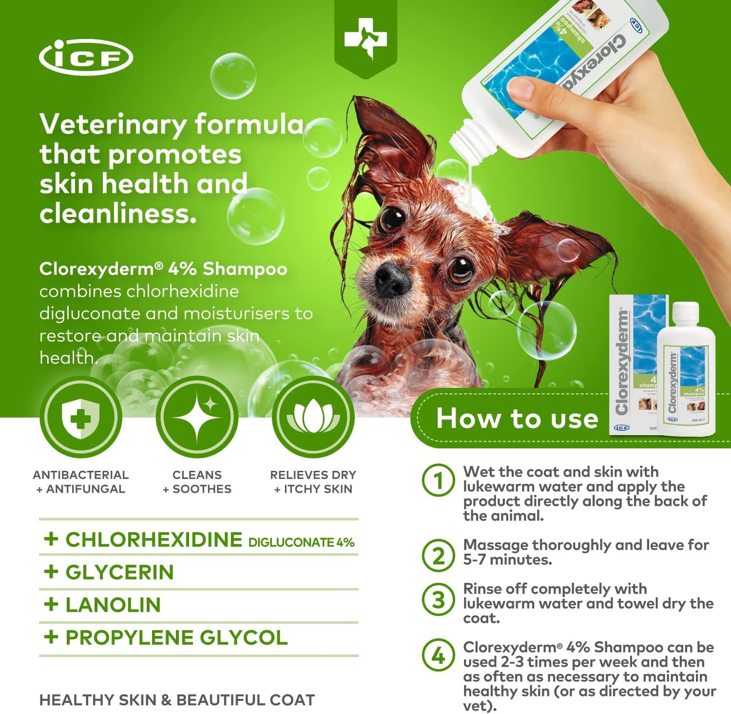Clorexyderm 4% șampon antiseptic pentru câini și pisici - zoom