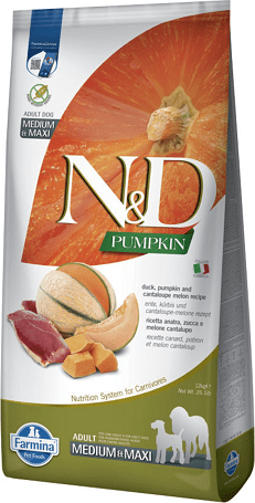 N&D Dog Grain Free Adult Medium/Maxi sütőtök, kacsa & sárgadinnye szuperprémium kutyatáp