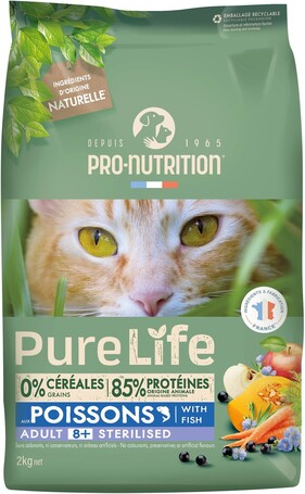 Pro-Nutrition Pure Life Cat Sterilised 8+ | Hipoallergén száraztáp ivartalanított idős macskáknak