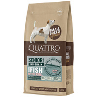 Quattro Small Senior No Grain Salmon Freeze Dried - Hrană super-premium de ditetă pt câini Seniori de talie mică cu pește alb și krill, fără cereale