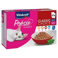 Vitakraft Poésie Classic Choice Sauce - Húsos, halas, szószos válogatás macskáknak - Alutasakos multipack Vitakraft Poésie Classic Choice Sauce - Húsos, halas, szószos válogatás macskáknak - Alutasakos multipack