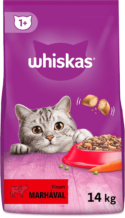 Whiskas - Hrană uscată pentru pisici adulte, cu vită