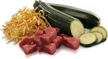 Belcando alutasak marhahússal, nokedlivel és cukkinivel