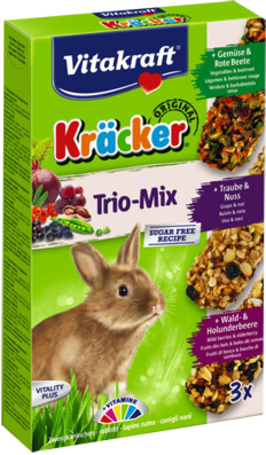 Vitakraft Kracker Mix zöldséges, mogyorós, erdei gyümölcsös tripla rúd nyúlnak