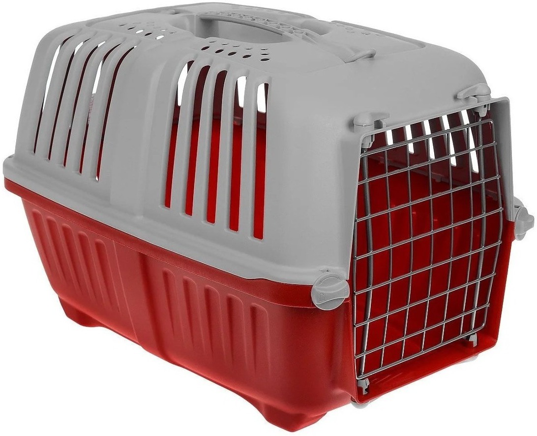 Pratiko cutie de transport ușoară din plastic cu ușă metalică pentru câini și pisici - zoom
