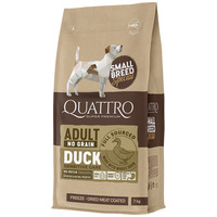 Quattro Small Adult No Grain Duck Freeze Dried - Hrană super-premium de îngrijire sensibilă pt câini Adulți de talie mică cu rață, fără cereale