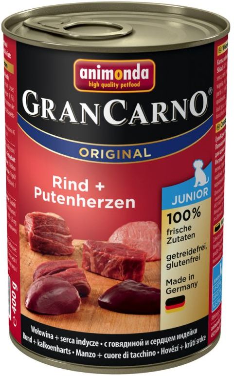Animonda GranCarno Junior conservă cu vită carne și inimă de curcan