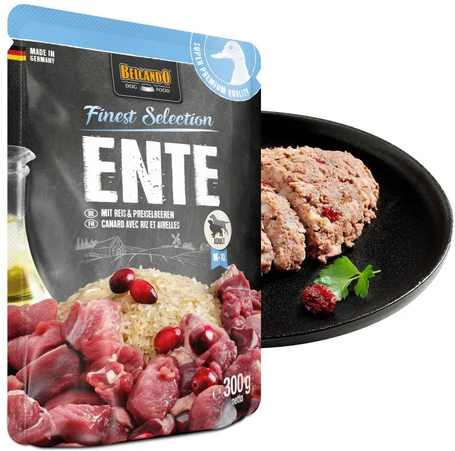 Belcando alutasak kacsahússal, rizzsel és vörös áfonyával