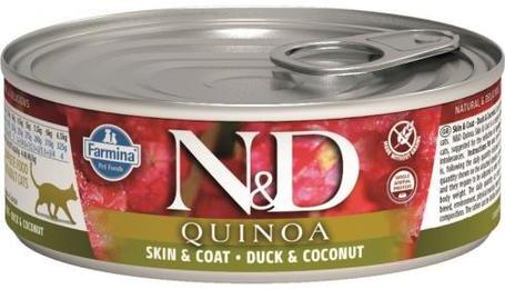 N&D Cat Quinoa Skin & Coat, Duck & Coconut - Bőr és szőrproblémákra, kacsás és kókuszos konzerv macskáknak