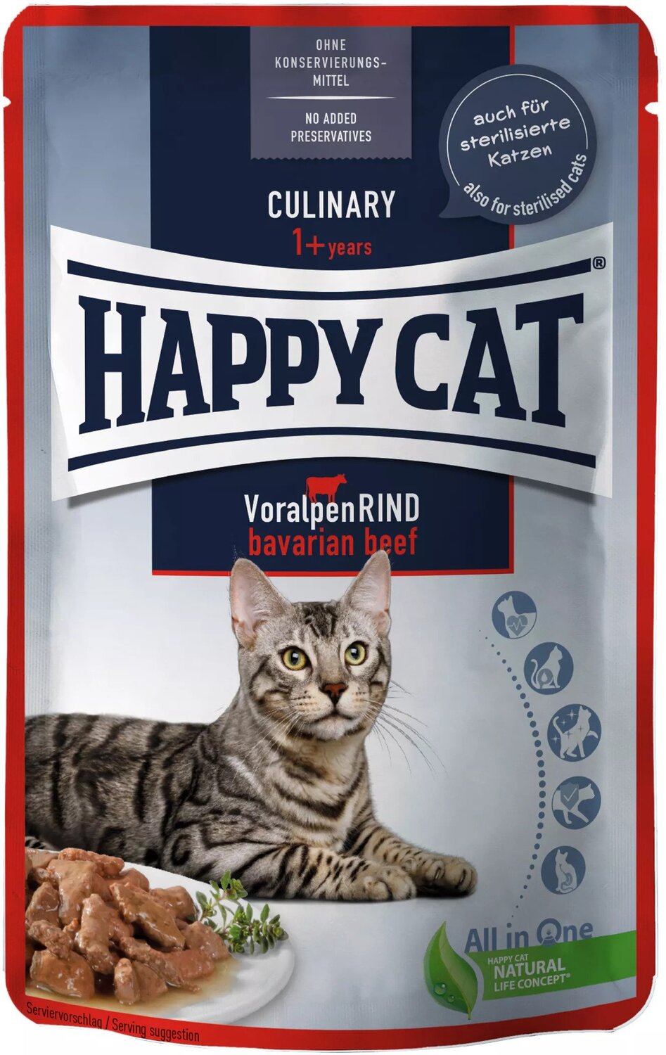 Happy Cat Meat in Sauce Voralpen-Rind | Hrană pentru pisici cu carne de vită la pliculeț
