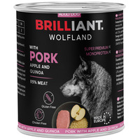 Brilliant Wolfland conserve premium pentru câini cu carne de porc și măr