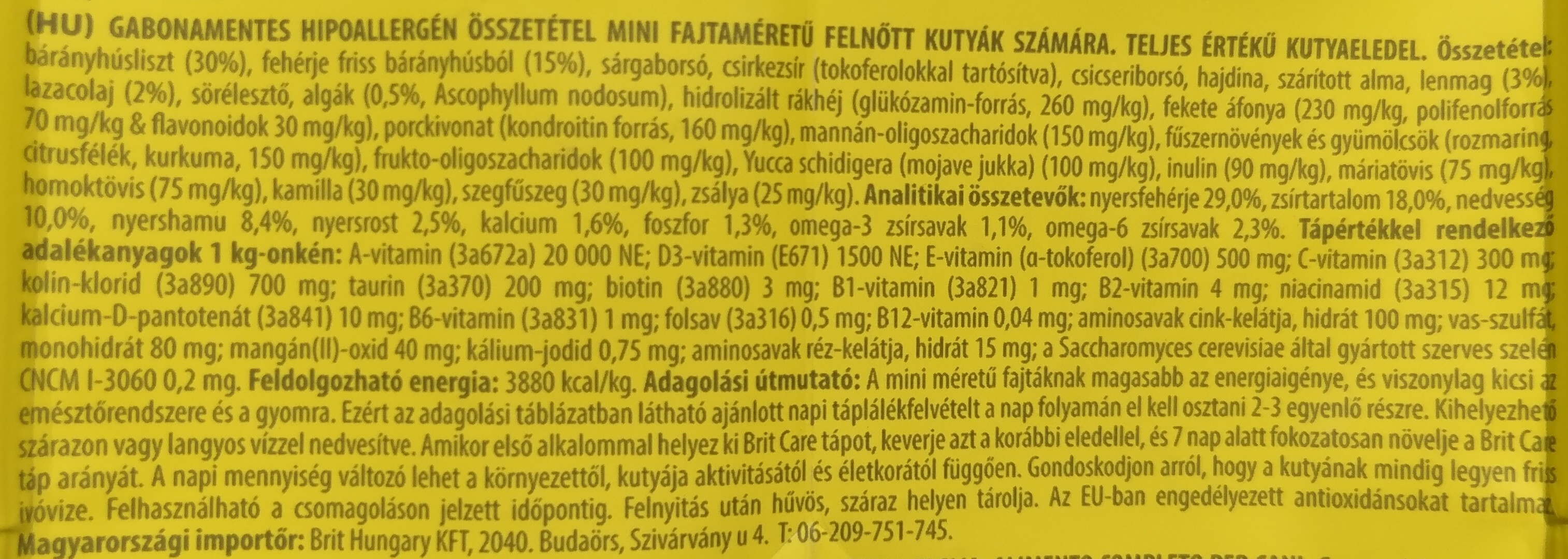 Brit Care Mini Grain Free Adult Lamb száraztáp kis szemcsemérettel