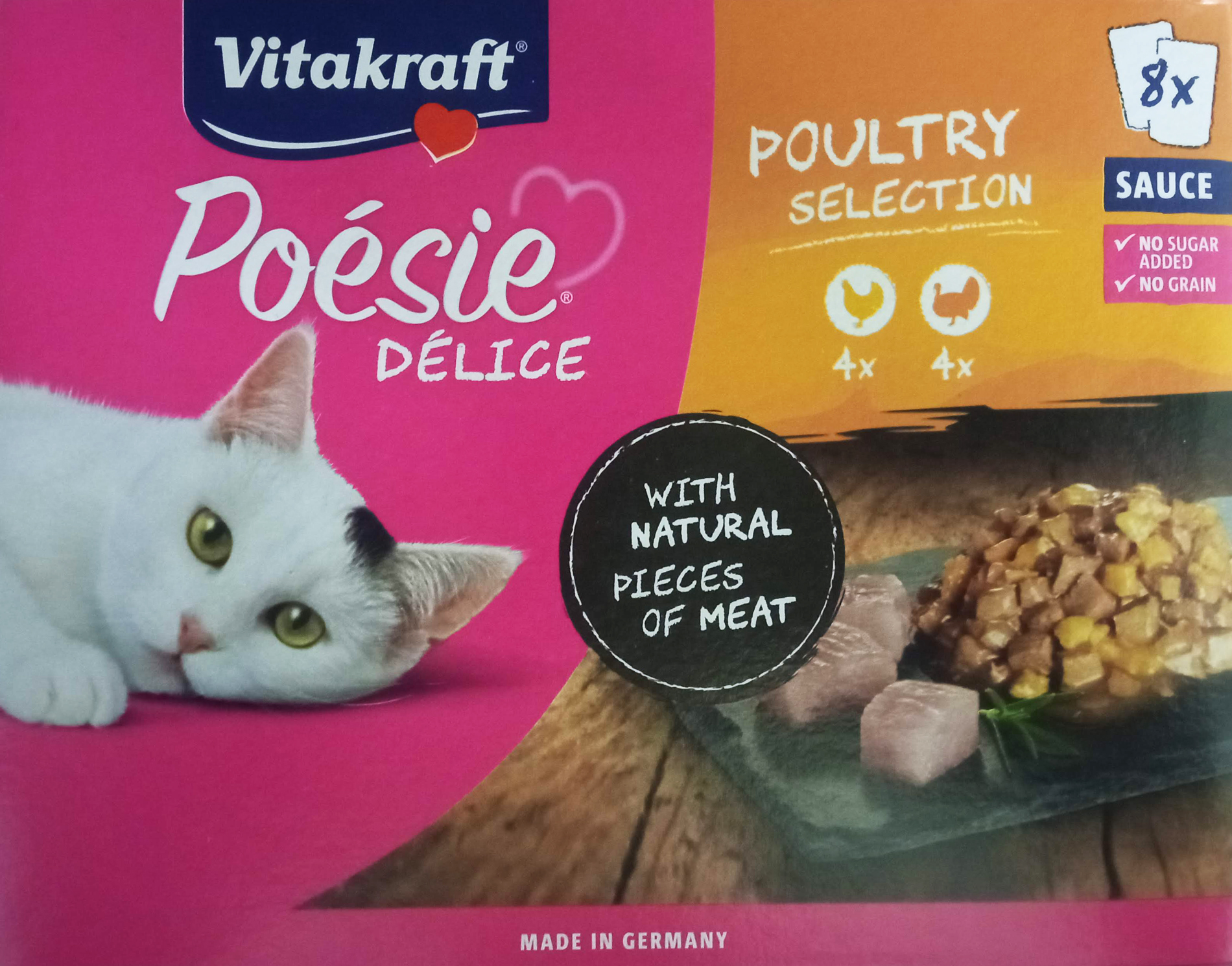 Vitakraft Poésie Poultry selecție de pui și curcan în sos pentru pisici - Pliculețe multipack (4 x 2 x 85 g)