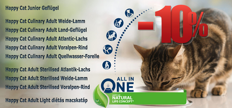 Évzáró 10%-os akció a Happy Cat 10 kg-os zsákokra