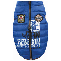 Trixie Saint-Malo szélvédő kutyadzseki kék színben, beépített hámmal, menő felirattal #2