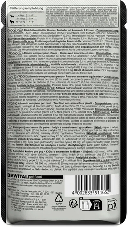 Belcando alutasak pulykahússal, amaránttal és borsóval