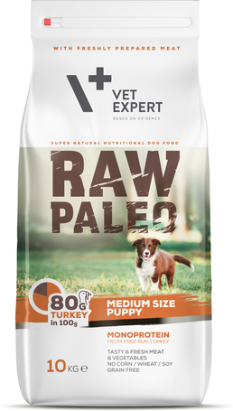 Raw Paleo Puppy Medium Monoprotein Fresh Free Run Turkey