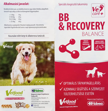 VetFood BB & Recovery Balance regenerálódást segítő készítmény kutyáknak és macskáknak