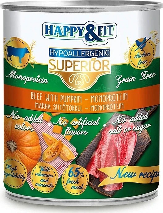 Happy&Fit conservă monoproteică cu vită pentru câini