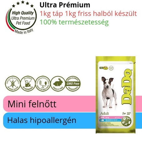 Dado Hypoallergenic Adult Mini Fish & Rice | Hipoallergén kutyatáp kistestű kedvenceknek | Halas