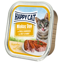 Happy Cat Minkas Duo - Bucățele de pateu de carne de vită și iepure