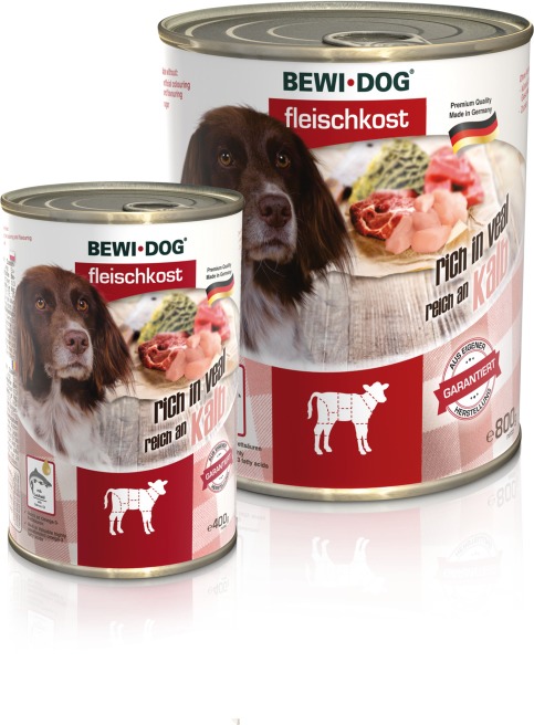 Bewi-Dog conservă bogată în carne pură de vițel
