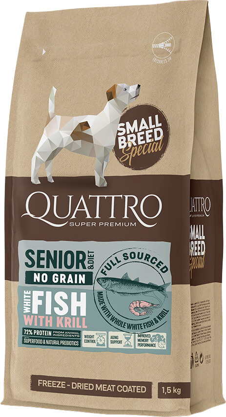 Quattro Small Senior No Grain Salmon hrană câini talie mică