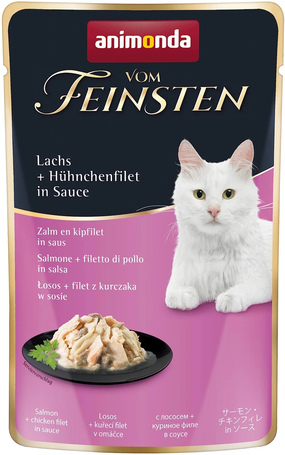 Animonda Vom Feinsten Pouch csirkefilés és lazacos alutasakos macskaeledel szószban