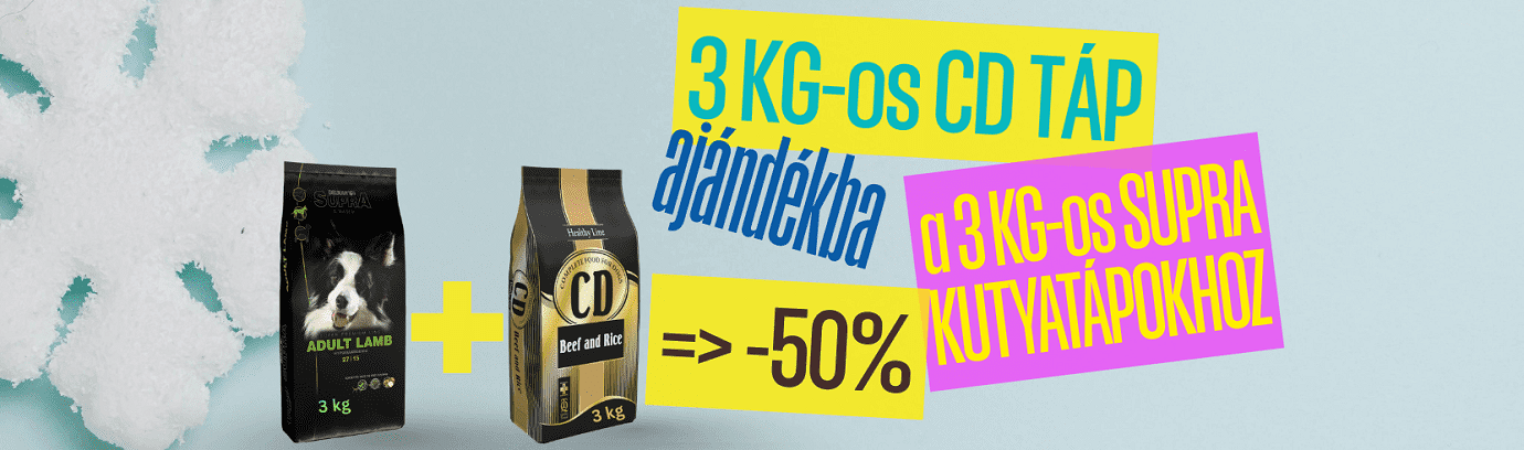 Supra 3 kg-os táphoz +3 kg CD táp ajándékba