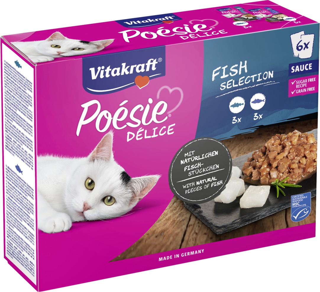 Vitakraft Poésie Délice Sauce Fish Selection Multipack pliculeţ pentru pisici (3 x 2 x 85 g)