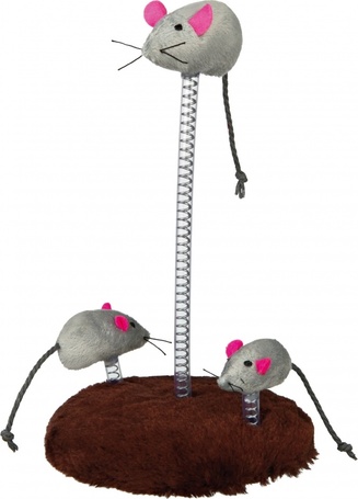 Trixie macskajáték rúgókra rögzített plüss egerekkel