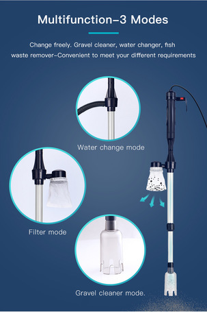 Elemmel működő motoros aljzattisztító akváriumhoz