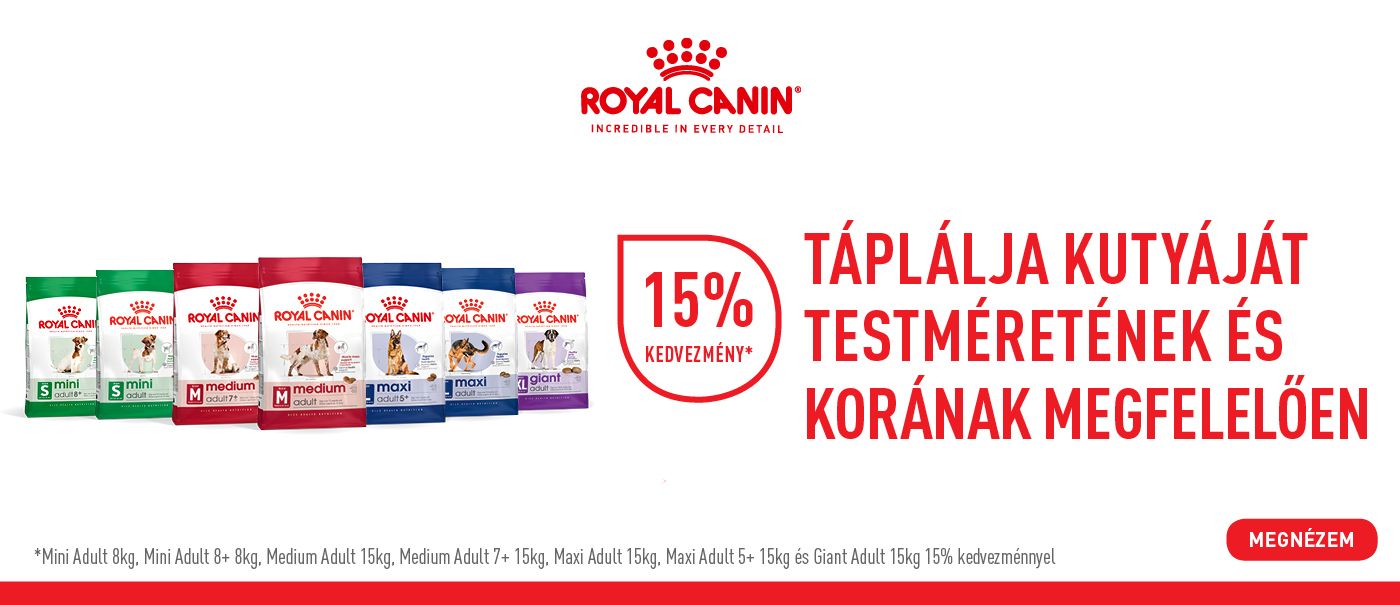Royal Canin 15% akció a száraztápokra
