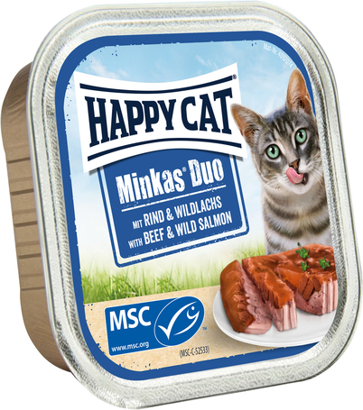 Happy Cat Minkas Duo vadlazacos és marhahúsos pástétom falatkák alutálkában