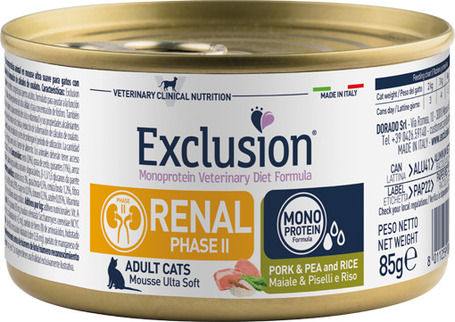 Exclusion Cat Renal Pork & Pea and Rice Phase II konzerv