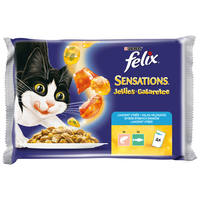 Felix Sensations Jellies halas válogatás (lazac, fekete tőkehal) zamatos aszpikban - Multipack (4 x 100 g) Felix Sensations Jellies halas válogatás (lazac, fekete tőkehal) zamatos aszpikban - Multipack (4 x 100 g)