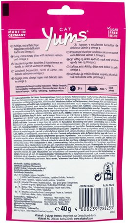 Vitakraft Cat Yums extra puha jutalomfalat lazaccal és Omega 3-mal macskáknak