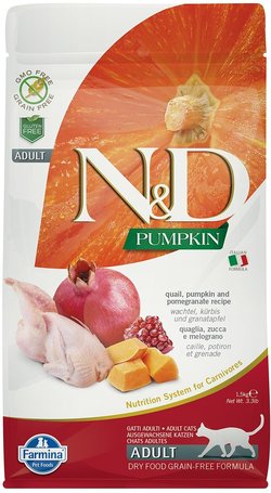 N&D Pumpkin Cat Grain Free Neutered fürjjel, sütőtökkel és gránátalmával | Ivartalanított macskáknak