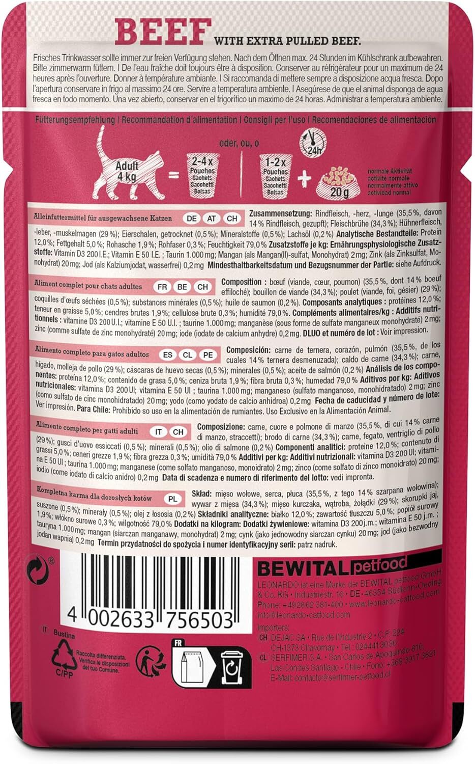 Leonardo Beef pliculeţ cu vită si carne de vită fâșii - zoom