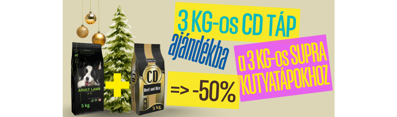 🎅🎄Idén korán érkezett a Mikulás, és 3 kg-os CD tápot hozott ajándékba a 3 kg-os Supra kutyatápokhoz