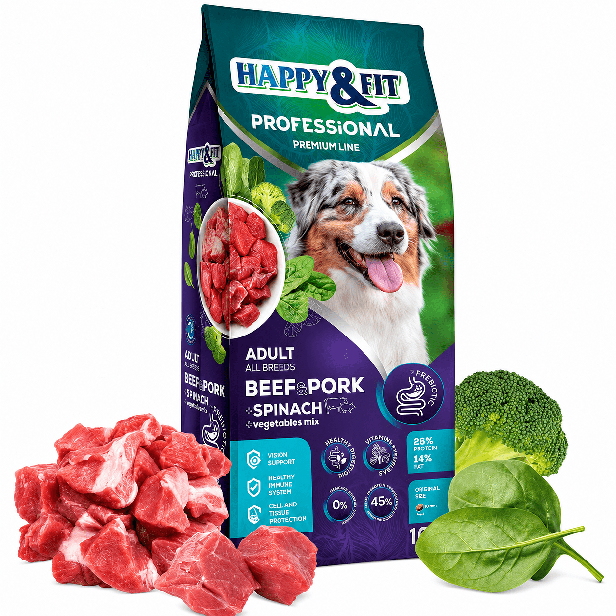 Happy&Fit Professional Adult Beef & Pork, Spinach - zoom