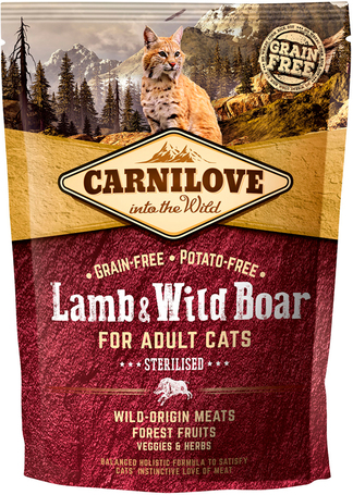 CarniLove Cat Adult Sterilised bárány- és vaddisznóhússal | Száraztáp ivartalanított macskáknak