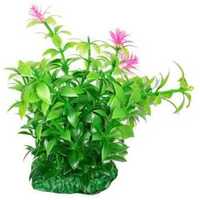 Plantă artificială pentru acvariu, cu flori de culoare roz